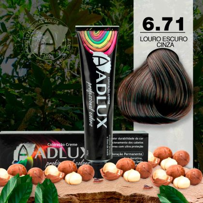 Coloração Creme Adlux 6.71 Louro Escuro Marrom Cinza - 60g