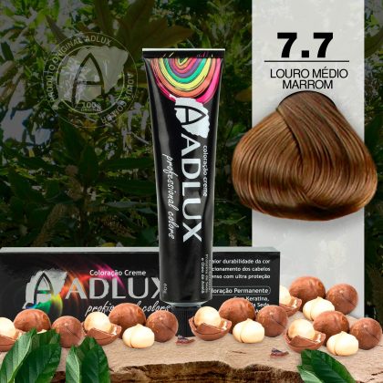 Coloração Creme Adlux 7.7 Louro Médio Marrom - 60g