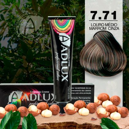 Coloração Creme Adlux 7.71 Louro Médio Marrom Cinza - 60g
