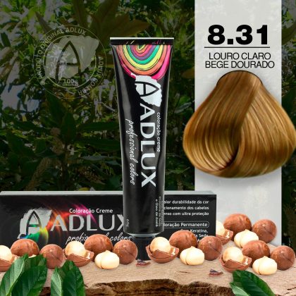 Coloração Creme Adlux 8.31 Louro Claro Bege Dourado - 60g