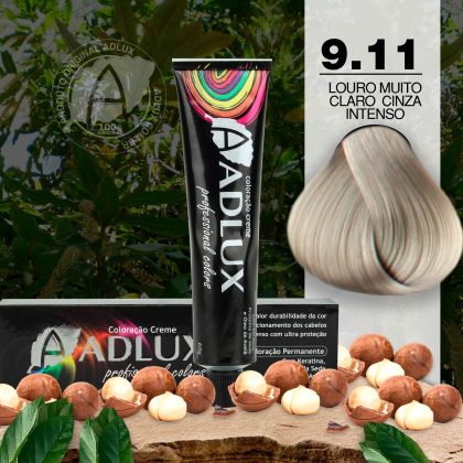 Coloração Creme Adlux 9.11 Louro Muito Claro Cinza Intensivo - 60g