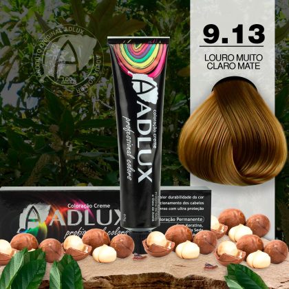 Coloração Creme Adlux 9.13 Louro Muito Claro Mate - 60g