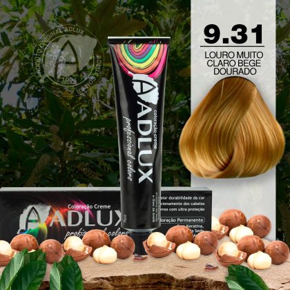 Coloração Creme Adlux 9.31 Louro Muito Bege Dourado - 60g